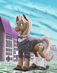 Size: 1024x1326 | Tagged: safe, artist:amalgamzaku, beaude mane, earth pony, pony, g4, clothes, male, solo, spats, stallion