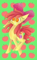 Size: 2322x3780 | Tagged: safe, artist:sirchezee, apple bloom, earth pony, pony, g4, apple, female, filly, food, high res, solo