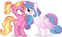 Size: 6241x3719 | Tagged: safe, artist:kojibiose, luster dawn, princess flurry heart, alicorn, pony, unicorn, g4, absurd resolution, blushing, boop, female, flurrydawn, lesbian, mare, noseboop, older, older flurry heart, shipping, simple background, transparent background, vector