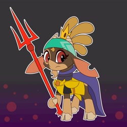 Size: 4000x4000 | Tagged: safe, artist:mrneo, shanty (tfh), goat, them's fightin' herds, armor, asgore dreemurr, bandana, cape, clothes, cloven hooves, community related, crossover, crown, jewelry, regalia, solo, trident, undertale