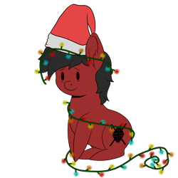 Size: 2160x2160 | Tagged: safe, artist:darmetyt, oc, oc only, oc:darmet, earth pony, pony, christmas, christmas lights, hat, high res, holiday, santa hat, simple background, solo, transparent background