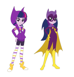Size: 668x696 | Tagged: safe, artist:sunmint234, twilight sparkle, equestria girls, g4, batgirl, clothes, dc superhero girls, eye, eyes, female, hero, hoodie, jacket, looking at you, shoes, simple background, socks, solo, striped socks, tara strong, transparent background, voice actor joke