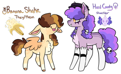 Size: 2369x1447 | Tagged: safe, artist:moccabliss, oc, oc only, oc:banana shake, oc:hard candy, earth pony, pegasus, pony, duo, female, magical lesbian spawn, mare, offspring, parent:bon bon, parent:lyra heartstrings, parents:lyrabon, simple background, tongue out, transparent background