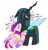 Size: 876x906 | Tagged: safe, artist:redxbacon, princess cadance, queen chrysalis, alicorn, changeling, changeling queen, pony, g4, angry, blatant lies, blushing, changeling feeding, duo, eyes closed, female, floating heart, force feeding, gritted teeth, heart, holeless, infidelity, lesbian, madorable, ship:cadalis, shipping, simple background, smooch, text, tsundalis, tsundere, white background