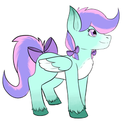 Size: 900x938 | Tagged: safe, artist:stitched-imp, oc, oc only, oc:blissy, original species, pony, bow, chest fluff, hair bow, simple background, solo, tail, tail bow, transparent background