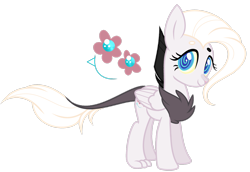 Size: 2953x2031 | Tagged: safe, artist:enifersuch, oc, oc only, oc:soft skills, draconequus, hybrid, pony, base used, chest fluff, cutie mark, eyelashes, female, folded wings, high res, interspecies offspring, mare, offspring, parent:discord, parent:fluttershy, parents:discoshy, simple background, smiling, solo, swirly eyes, transparent background, wings