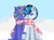 Size: 1860x1358 | Tagged: safe, artist:arllistar, oc, oc only, oc:lishka, oc:solar gizmo, pegasus, pony, unicorn, amber eyes, blue eyes, cheek fluff, clothes, duo, ear fluff, eyebrows, eyelashes, female, horn, looking at each other, looking at someone, male, mare, one eye closed, pegasus oc, scarf, shared clothing, shared scarf, simple background, sitting, sitting together, smiling, smiling at each other, snow, snowfall, stallion, two toned mane, unicorn oc