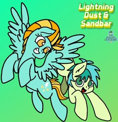 Size: 987x1024 | Tagged: safe, artist:marts2009, lightning dust, sandbar, pony, g4, duo, green