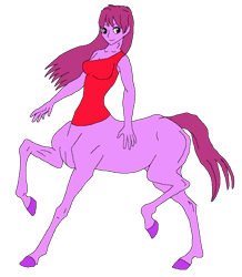 Size: 754x866 | Tagged: safe, alternate version, artist:cdproductions66, artist:nypd, berry punch, berryshine, centaur, monster girl, anthro, taur, g4, background pony, base used, breasts, busty berry punch, centaurified, cleavage, female, hooves, human head, long hair, magenta eyes, missing cutie mark, raised hooves, reasonably sized breasts, simple background, single strap top, solo, transparent background