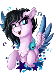 Size: 2894x4093 | Tagged: safe, artist:julunis14, oc, oc only, pegasus, pony, chest fluff, music notes, simple background, solo, transparent background