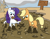 Size: 1800x1400 | Tagged: safe, alternate version, artist:amateur-draw, applejack, rarity, earth pony, pony, unicorn, g4, covered in mud, female, lesbian, mare, mud, mud bath, mud play, mud pony, muddy, quicksand, ship:rarijack, shipping, sign, wet and messy