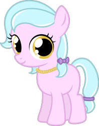 Size: 1510x1915 | Tagged: safe, artist:peternators, oc, oc only, oc:goldy ornament, earth pony, pony, g4, earth pony oc, female, filly, full body, hairband, highlights, jewelry, necklace, ribbon, show accurate, simple background, smiling, solo, standing, tail, transparent background, two toned mane, two toned tail, yellow eyes