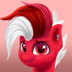 Size: 939x939 | Tagged: safe, artist:joaothejohn, oc, oc only, oc:flamebrush, pegasus, pony, ear piercing, earring, icon, jewelry, pegasus oc, piercing, simple background, smiling, solo