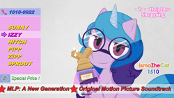 Size: 1920x1080 | Tagged: safe, artist:ismazhecat, izzy moonbow, pony, unicorn, g5, my little pony: a new generation, glasses, k-pop, looking at you, parfum la pipp, solo
