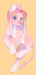 Size: 989x2048 | Tagged: safe, artist:fedos, oc, oc only, earth pony, pony, hairpin, multicolored hair, rainbow hair, soft color, solo