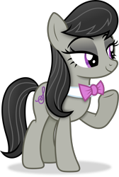 Size: 2564x3822 | Tagged: safe, artist:anime-equestria, octavia melody, earth pony, pony, g4, background pony, bowtie, female, high res, lidded eyes, mare, raised hoof, simple background, smiling, solo, transparent background, vector