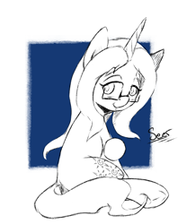 Size: 805x1017 | Tagged: safe, artist:alazak, oc, oc only, oc:seer, pony, unicorn, blind, solo