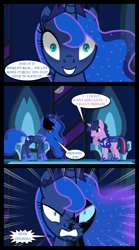 Size: 1280x2300 | Tagged: safe, artist:bigsnusnu, nightmare moon, princess luna, twilight sparkle, alicorn, pony, unicorn, comic:dusk shine in pursuit of happiness, g4, angry, dusk shine, female, furious, half r63 shipping, male, rule 63, ship:duskluna, ship:duskmoon, ship:twiluna, ship:twimoon, shipping, straight, this will end in a bad time, yandere