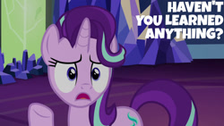 Size: 1280x720 | Tagged: safe, edit, edited screencap, editor:quoterific, screencap, starlight glimmer, pony, unicorn, all bottled up, g4, season 7, female, mare, open mouth, solo, twilight's castle