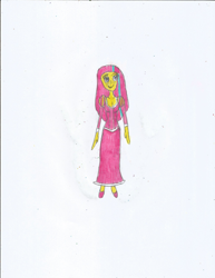 Size: 1700x2200 | Tagged: safe, artist:justinandrew1984, sour sweet, equestria girls, g4, clothes, crossover, disney, disney princess, dress, rapunzel, solo, tangled (disney), traditional art