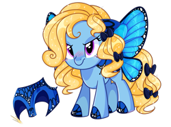 Size: 1727x1276 | Tagged: safe, artist:khimi-chan, oc, oc only, pony, blushing, bow, butterfly wings, eyelashes, female, mare, simple background, smiling, solo, tail, tail bow, transparent background, wings