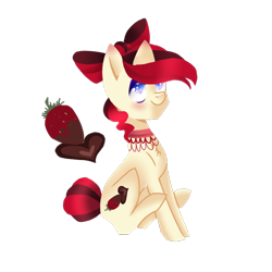 Size: 768x768 | Tagged: safe, artist:enifersuch, oc, oc only, earth pony, pony, choker, female, mare, sitting, smiling, solo