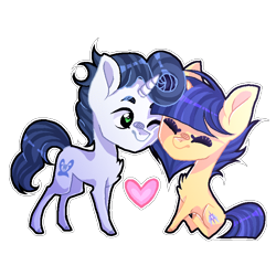 Size: 768x768 | Tagged: safe, artist:enifersuch, oc, oc only, oc:spectrum night, oc:velvet sentry, earth pony, pony, unicorn, cheek squish, duo, earth pony oc, female, heart, heart eyes, horn, male, mare, oc x oc, offspring, offspring shipping, one eye closed, parent:fancypants, parent:flash sentry, parent:rarity, parent:twilight sparkle, parents:flashlight, parents:raripants, shipping, simple background, smiling, squishy cheeks, stallion, straight, transparent background, unicorn oc, wingding eyes, wink