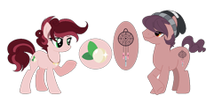 Size: 1043x489 | Tagged: safe, artist:enifersuch, oc, oc only, oc:dear pearl, oc:nature song, earth pony, pony, base used, beanie, duo, female, hat, jewelry, male, mare, necklace, offspring, parent:pinkie pie, parent:timber spruce, raised hoof, simple background, smiling, stallion, transparent background