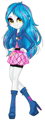 Size: 512x1372 | Tagged: safe, artist:gihhbloonde, oc, oc only, equestria girls, g4, base used, boots, clothes, eyelashes, female, grin, hand on hip, high heel boots, makeup, shoes, simple background, skirt, smiling, solo, transparent background