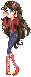 Size: 548x1326 | Tagged: safe, artist:gihhbloonde, oc, oc only, equestria girls, g4, boots, clothes, eyelashes, female, pants, shoes, simple background, smiling, solo, transparent background