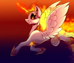 Size: 2048x1735 | Tagged: safe, artist:tessa_key_, daybreaker, alicorn, pony, g4, looking at you, smiling, solo, spread wings, wings
