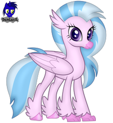 Size: 3840x4154 | Tagged: safe, artist:damlanil, silverstream, classical hippogriff, hippogriff, g4, cute, diastreamies, female, happy, looking at you, mare, shine, show accurate, simple background, solo, transparent background, vector, wings