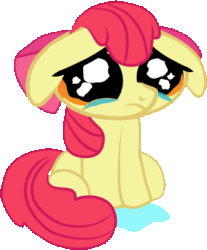 Size: 321x388 | Tagged: safe, artist:creshosk, apple bloom, earth pony, pony, g4, animated, crying, female, filly, floppy ears, solo