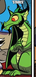 Size: 500x1069 | Tagged: safe, artist:andypriceart, blacktip, dragon, g4, spoiler:comic, spoiler:comic61, caption, cropped, image macro, imgflip, male, meme, solo, stare, text