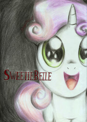 Size: 1657x2332 | Tagged: safe, artist:3500joel, sweetie belle, pony, unicorn, g4, female, filly, open mouth, solo, traditional art