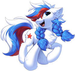 Size: 1100x1049 | Tagged: safe, artist:hioshiru, oc, oc only, oc:marussia, pony, unicorn, 2022 community collab, derpibooru community collaboration, chest fluff, ear fluff, nation ponies, russia, simple background, smiling, solo, transparent background