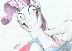 Size: 2331x1651 | Tagged: safe, artist:3500joel, rarity, pony, unicorn, fame and misfortune, g4, crying, faic, female, makeup, running makeup, scene interpretation, solo, traditional art, why i'm creating a gown darling