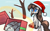 Size: 4000x2454 | Tagged: safe, artist:ahobobo, oc, oc only, oc:frosty flakes, earth pony, pony, yakutian horse, blue eyes, christmas, cute, earth pony oc, eyebrows, eyebrows visible through hair, female, fluffy, gift giving, hat, high res, holiday, magic, ocbetes, open mouth, open smile, present, santa hat, smiling, snow, solo