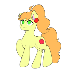 Size: 1000x1000 | Tagged: safe, artist:icicle-wicicle-1517, artist:metaruscarlet, oc, oc only, oc:apple needle, earth pony, pony, collaboration, colored, ear piercing, earring, female, jewelry, mare, not braeburn, piercing, raised hoof, raised leg, simple background, solo, transparent background