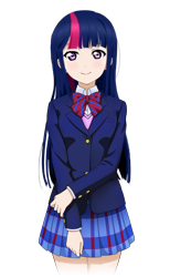 Size: 738x1200 | Tagged: safe, artist:cre58a, twilight sparkle, human, g4, anime, humanized, love live!, love live! school idol project, photoshop, simple background, solo, transparent background