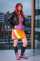 Size: 716x1076 | Tagged: safe, sunset shimmer, human, equestria girls, g4, clothes, cosplay, costume, hand on hip, irl, irl human, photo, solo