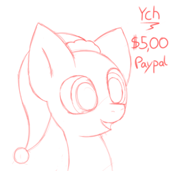 Size: 2000x2000 | Tagged: safe, artist:monycaalot, oc, pony, christmas, commission, hat, high res, holiday, paypal, santa hat, sketch, smiling, solo, ych sketch, your character here