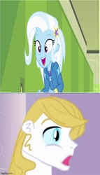 Size: 732x1284 | Tagged: safe, edit, screencap, prince blueblood, trixie, equestria girls, g4, female, male, ship:bluetrix, shipping, shipping domino, straight, surprised blueblood, wrong aspect ratio