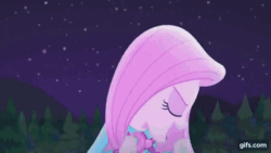 Size: 640x360 | Tagged: safe, screencap, fluttershy, wolf, equestria girls, g4, my little pony equestria girls: better together, the last drop, the last drop: fluttershy, animated, eyes closed, female, gif, gifs.com, music festival outfit, night, open mouth, solo