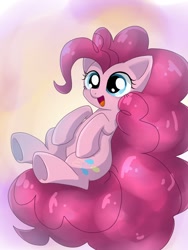 Size: 768x1024 | Tagged: safe, artist:namaenonaipony, pinkie pie, earth pony, pony, g4, abstract background, cute, diapinkes, female, happy, impossibly long hair, mare, open mouth, open smile, ponk, smiling, solo, weapons-grade cute