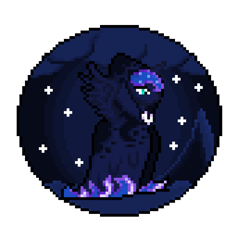 Size: 2880x2880 | Tagged: safe, artist:mariothepixelarter, princess luna, spirit of hearth's warming yet to come, alicorn, pony, g4, female, high res, mare, pixel art, simple background, solo, transparent background