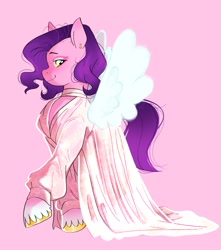 Size: 1299x1469 | Tagged: safe, artist:aztrial, pipp petals, pegasus, pony, g5, my little pony: a new generation, adorapipp, clothes, cute, dress, ear piercing, female, mare, piercing, smiling, solo, spread wings, unshorn fetlocks, wings