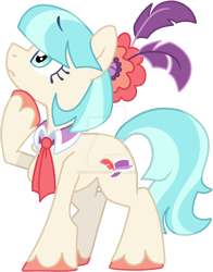 Size: 1280x1632 | Tagged: safe, artist:rohans-ponies, coco pommel, earth pony, pony, g4, deviantart watermark, feather, obtrusive watermark, simple background, solo, transparent background, watermark
