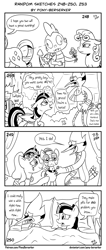 Size: 1320x3101 | Tagged: safe, artist:pony-berserker, mr. waddle, rarity, spike, sweetie belle, twilight sparkle, alicorn, dragon, pony, pony-berserker's twitter sketches, g4, aeroplanes and meteor showers, airplanes (song), annoyed, bed, bouquet, clothes, comic, crossover, crossover shipping, crying, dat ass, derp, dress, drunk, drunk twilight, erectile dysfunction, eyes on the prize, female, floppy ears, flower, jewelry, looking at butt, male, marriage, meme, monochrome, mordecai, mordetwi, offscreen character, park, pillow, portal, rearity, regular show, ring, shipping, straight, sweetie belle is not amused, tears of joy, tree, twilight sparkle (alicorn), unamused, wall eyed, wedding, wedding dress, wedding ring, winged spike, wings