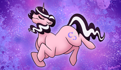 Size: 2879x1686 | Tagged: safe, artist:bella-pink-savage, oc, oc only, oc:magpie, pony, unicorn, female, horn, solo, stars, the cosmos, unicorn oc